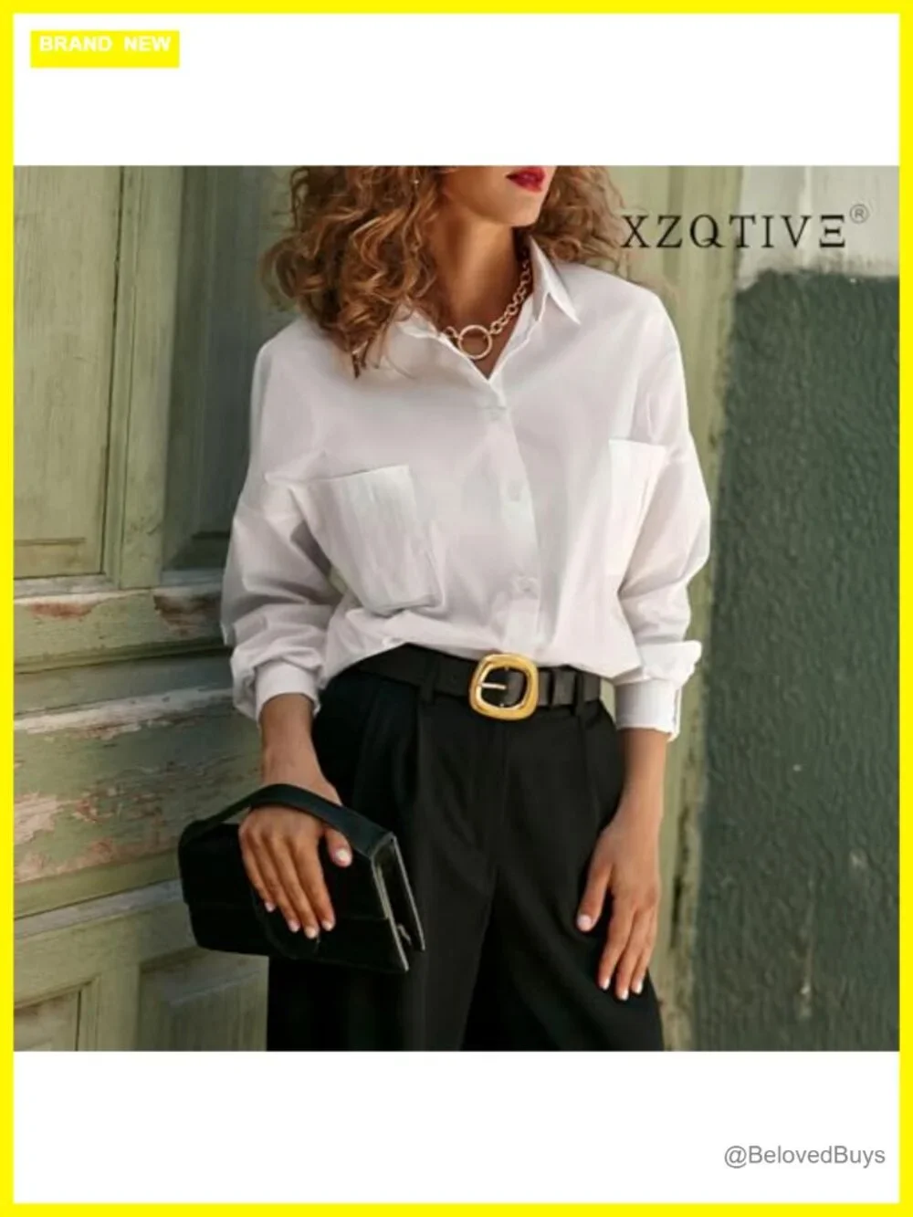 Women's Faux Leather Belt with Gold Buckle Adjustable
